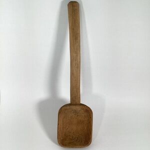 Antique Primitive Large 15 in. Wooden Spoon With Hook Hand Carved Unique